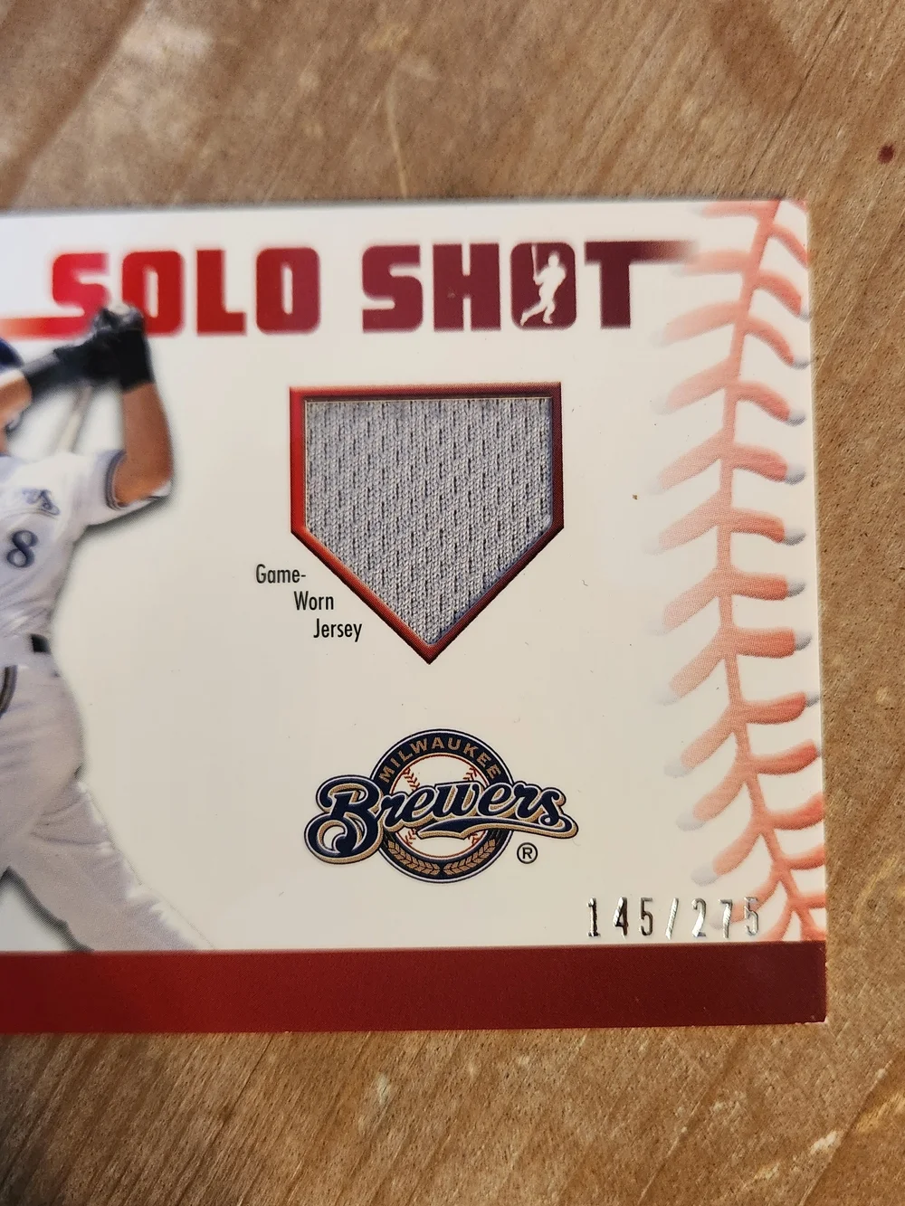 2009 Topps Unique #SSR-RB Ryan Braun Solo Shot Relics #/275 Jersey Card
